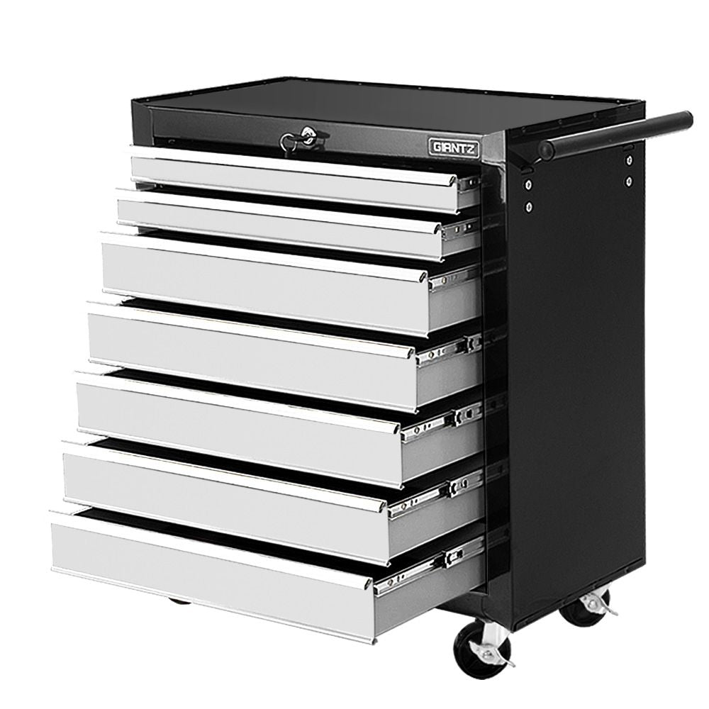 Tool Chest and Trolley Box Cabinet 7 Drawers Cart Garage Storage Black and Silver - Tools > Tools Storage - Rivercity House & Home Co. (ABN 18 642 972 209) - Affordable Modern Furniture Australia