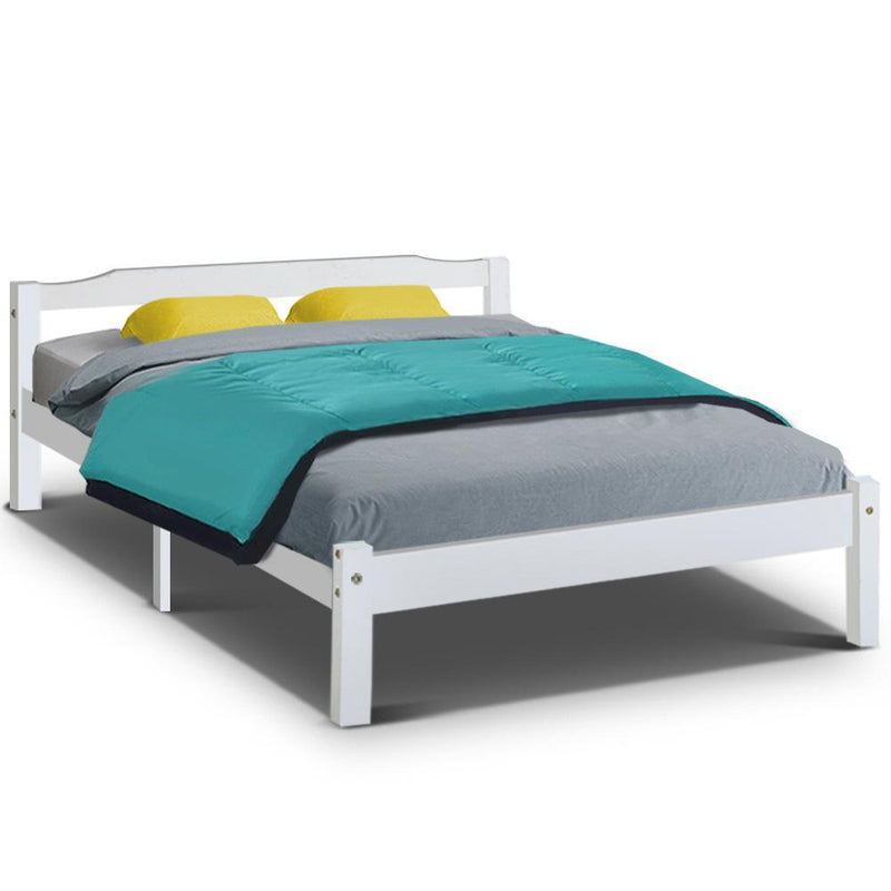 Gibson Wooden Double Bed Frame White - Rivercity House & Home Co. (ABN 18 642 972 209) - Affordable Modern Furniture Australia