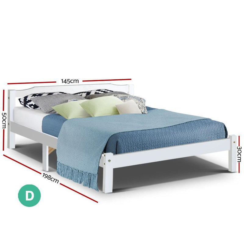 Gibson Wooden Double Bed Frame White - Rivercity House & Home Co. (ABN 18 642 972 209) - Affordable Modern Furniture Australia
