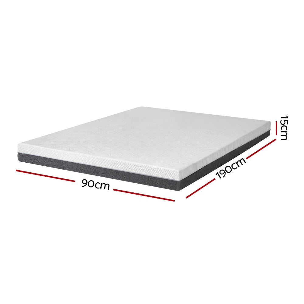Zero Spring Cool Gel Memory Foam Mattress 15CM Thick - Single - Furniture > Mattresses - Rivercity House & Home Co. (ABN 18 642 972 209) - Affordable Modern Furniture Australia