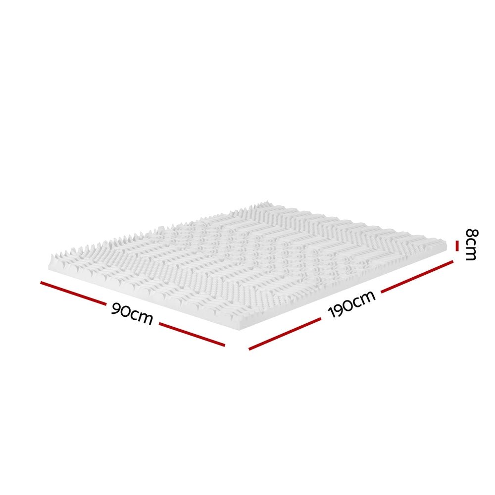 7-Zone Airflow Memory Foam Mattress Topper 8cm Thick - Single - Furniture > Mattresses - Rivercity House & Home Co. (ABN 18 642 972 209) - Affordable Modern Furniture Australia