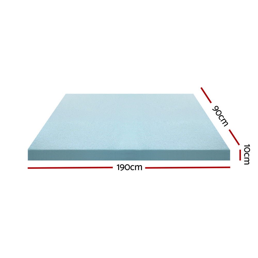 10cm Thick Deluxe Memory Foam Mattress Topper Cool Gel - Single - Furniture > Mattresses - Rivercity House & Home Co. (ABN 18 642 972 209) - Affordable Modern Furniture Australia