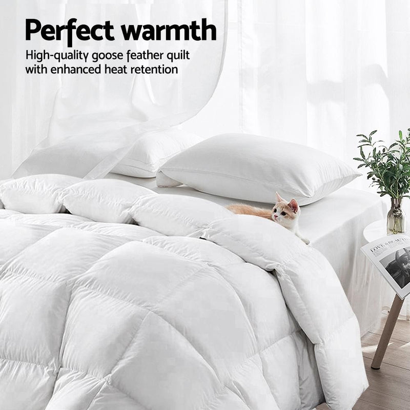 Goose Down Feather Quilt Cover Duvet 800GSM Doona White King - Rivercity House & Home Co. (ABN 18 642 972 209) - Affordable Modern Furniture Australia