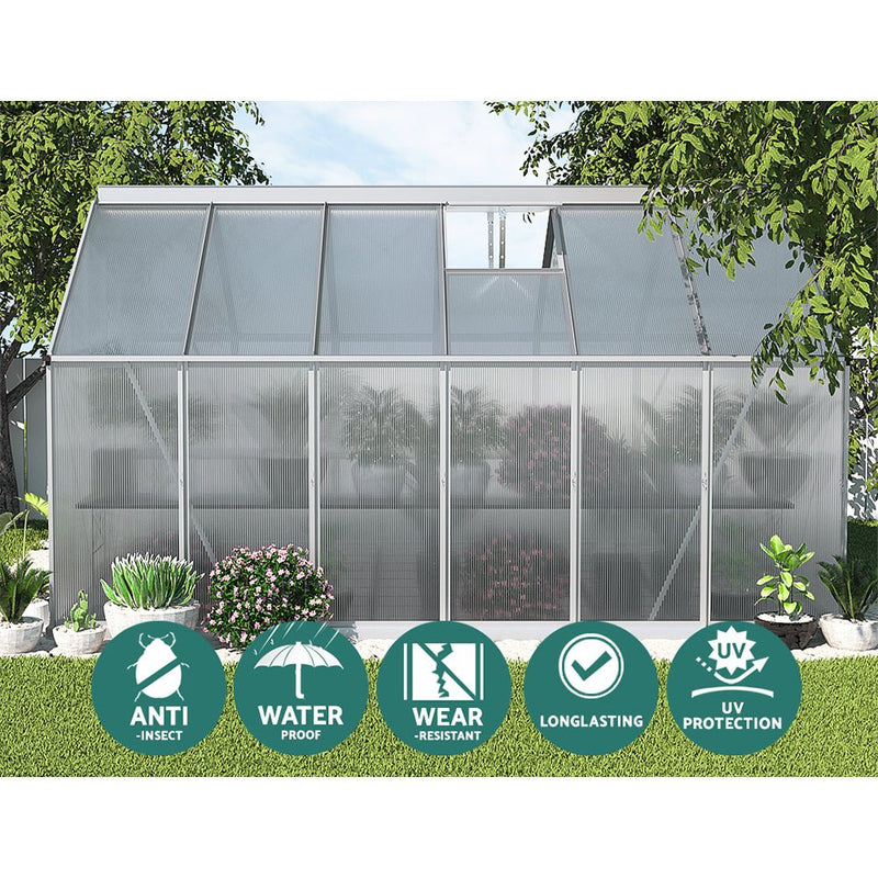 Greenhouse Aluminium Green House Garden Shed Polycarbonate 3.6x2.5M - Home & Garden > Green Houses - Rivercity House & Home Co. (ABN 18 642 972 209) - Affordable Modern Furniture Australia