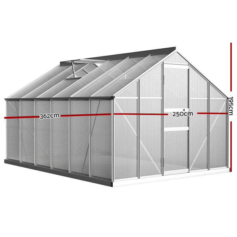 Greenhouse Aluminium Green House Garden Shed Polycarbonate 3.6x2.5M - Home & Garden > Green Houses - Rivercity House & Home Co. (ABN 18 642 972 209) - Affordable Modern Furniture Australia