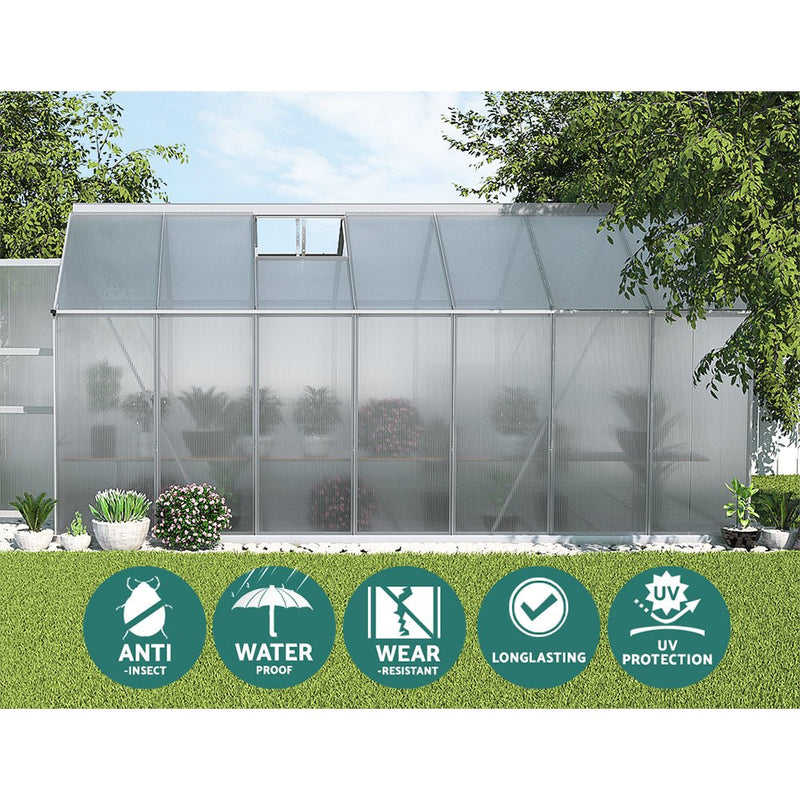 Greenhouse Aluminium Green House Garden Shed Polycarbonate 4.1x2.5M - Home & Garden > Green Houses - Rivercity House & Home Co. (ABN 18 642 972 209) - Affordable Modern Furniture Australia