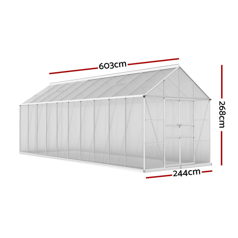 Greenhouse Aluminium Large Green House Garden Shed 6X2.4M - Home & Garden > Green Houses - Rivercity House & Home Co. (ABN 18 642 972 209) - Affordable Modern Furniture Australia
