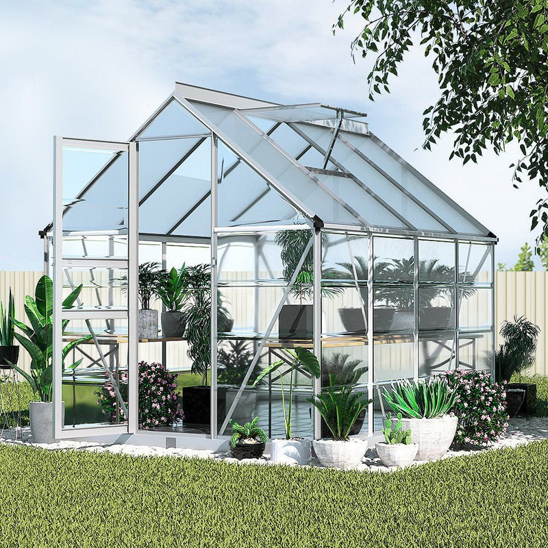 Greenhouse Aluminium Polycarbonate Green House Garden 248x189x200cm - Home & Garden > Green Houses - Rivercity House & Home Co. (ABN 18 642 972 209) - Affordable Modern Furniture Australia