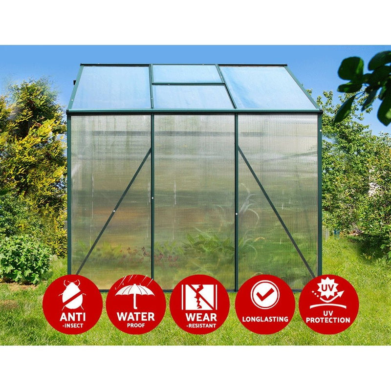 Greenhouse Aluminum Green House Garden Shed Polycarbonate 1.9x1.9M - Home & Garden > Green Houses - Rivercity House & Home Co. (ABN 18 642 972 209) - Affordable Modern Furniture Australia