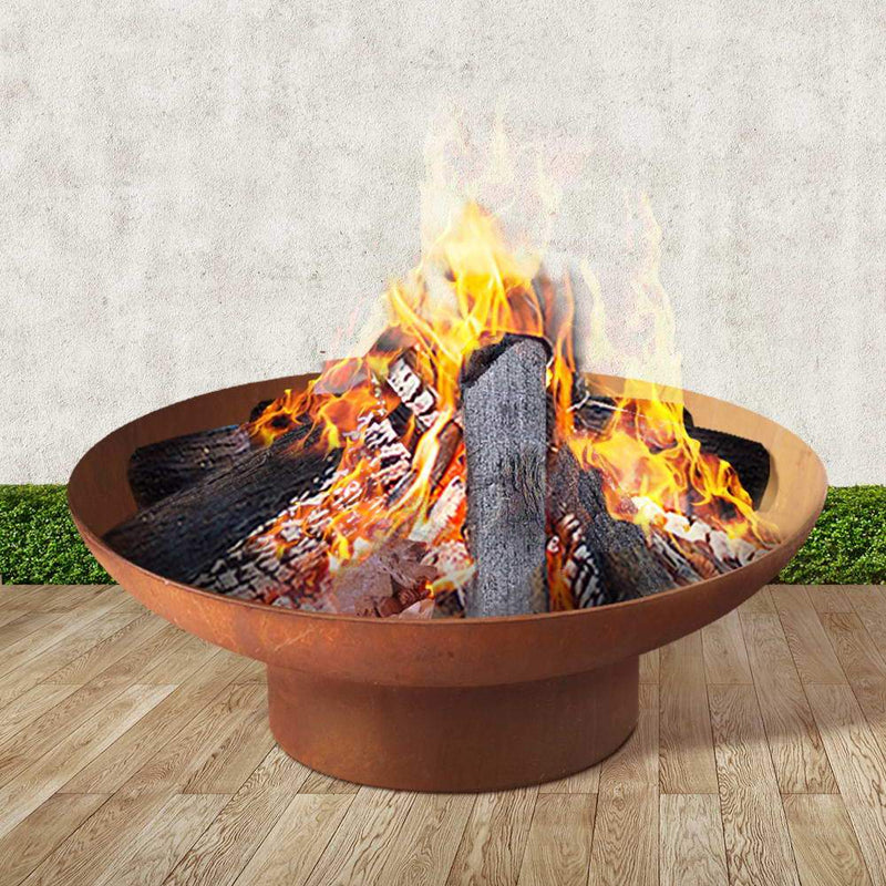 Fire Pit Charcoal Vintage Campfire Burner Rust Outdoor Steel Bowl 70CM - Rivercity House & Home Co. (ABN 18 642 972 209) - Affordable Modern Furniture Australia