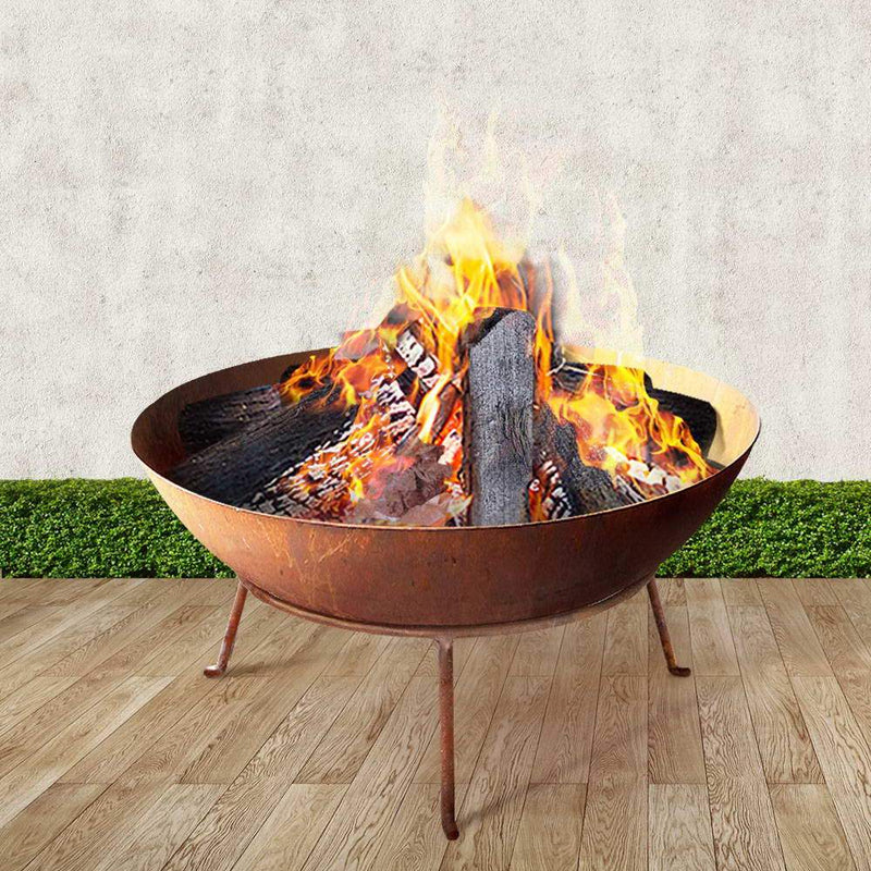 Fire Pit Outdoor Heater Charcoal Rustic Burner Steel Fireplace 70CM - Rivercity House & Home Co. (ABN 18 642 972 209) - Affordable Modern Furniture Australia