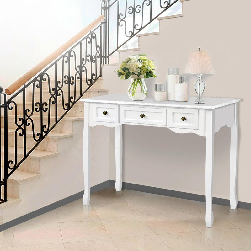 Hall Console Table Hallway Side Dressing Entry Wooden French Drawer White - Rivercity House & Home Co. (ABN 18 642 972 209) - Affordable Modern Furniture Australia