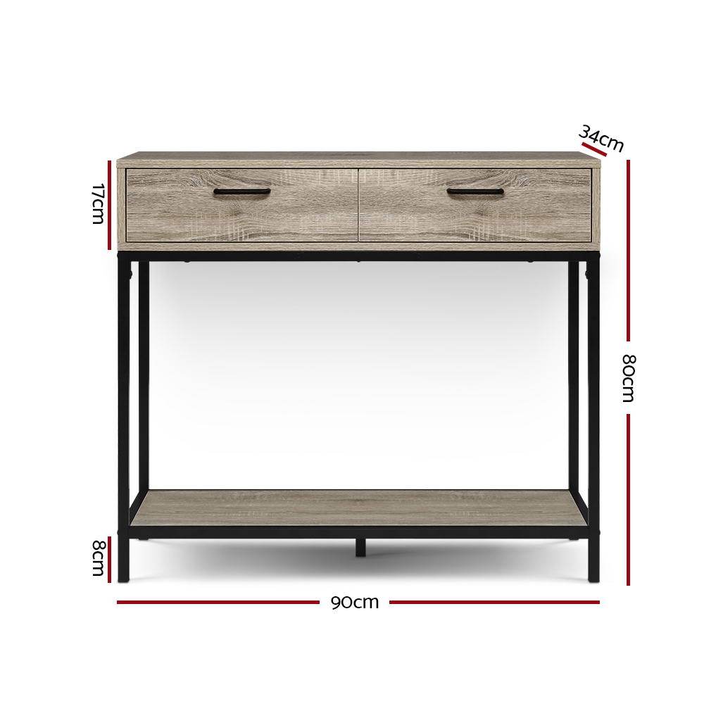 Hallway Console Table Hall Side Entry Display Desk Drawer Storage Oak - Rivercity House & Home Co. (ABN 18 642 972 209) - Affordable Modern Furniture Australia