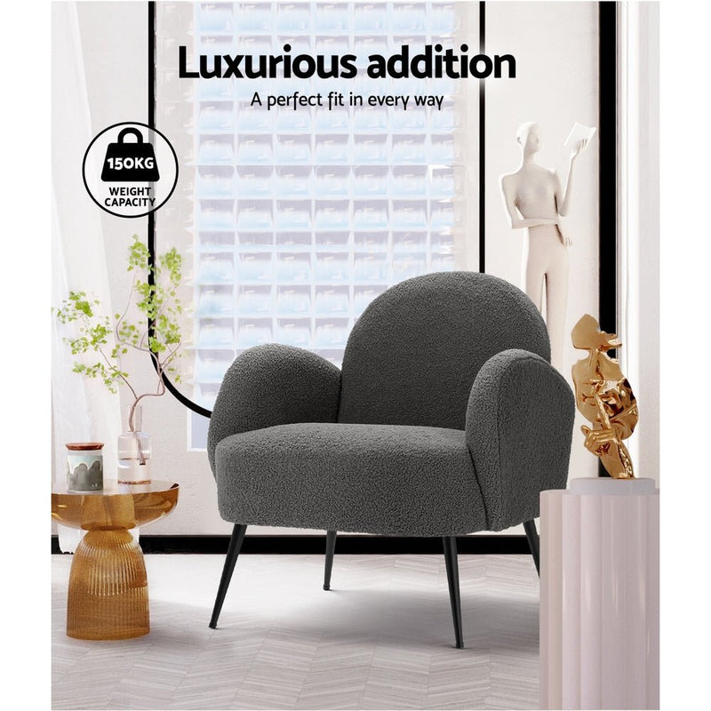 Hanes Sherpa Lounge Armchair - Charcoal - Furniture > Living Room - Rivercity House & Home Co. (ABN 18 642 972 209) - Affordable Modern Furniture Australia