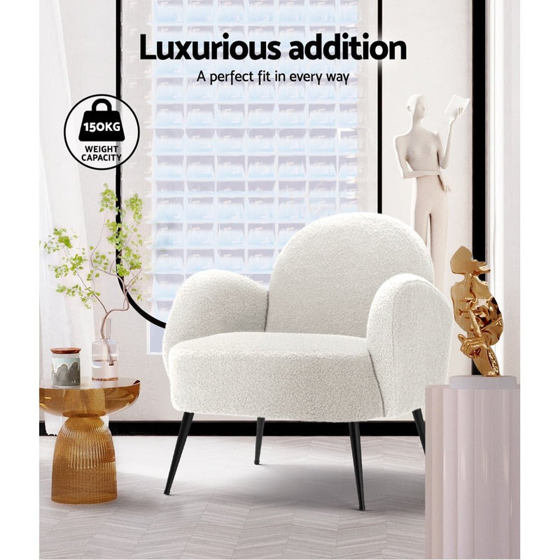 Hanes Sherpa Lounge Armchair - White - Furniture > Living Room - Rivercity House & Home Co. (ABN 18 642 972 209) - Affordable Modern Furniture Australia