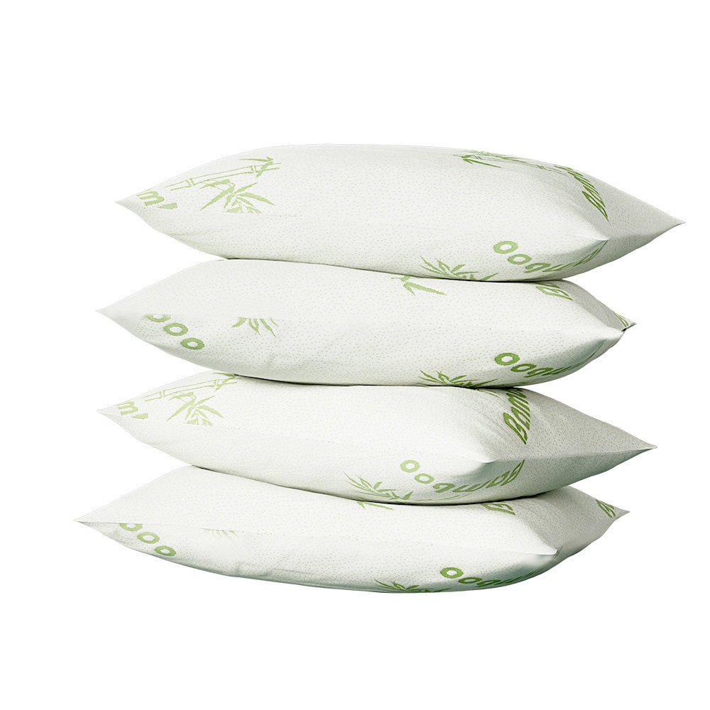 Hotel Pillow Bed Pillows 4 Pack Family Soft Medium Firm Bamboo Cover - Home & Garden > Bedding - Rivercity House & Home Co. (ABN 18 642 972 209) - Affordable Modern Furniture Australia