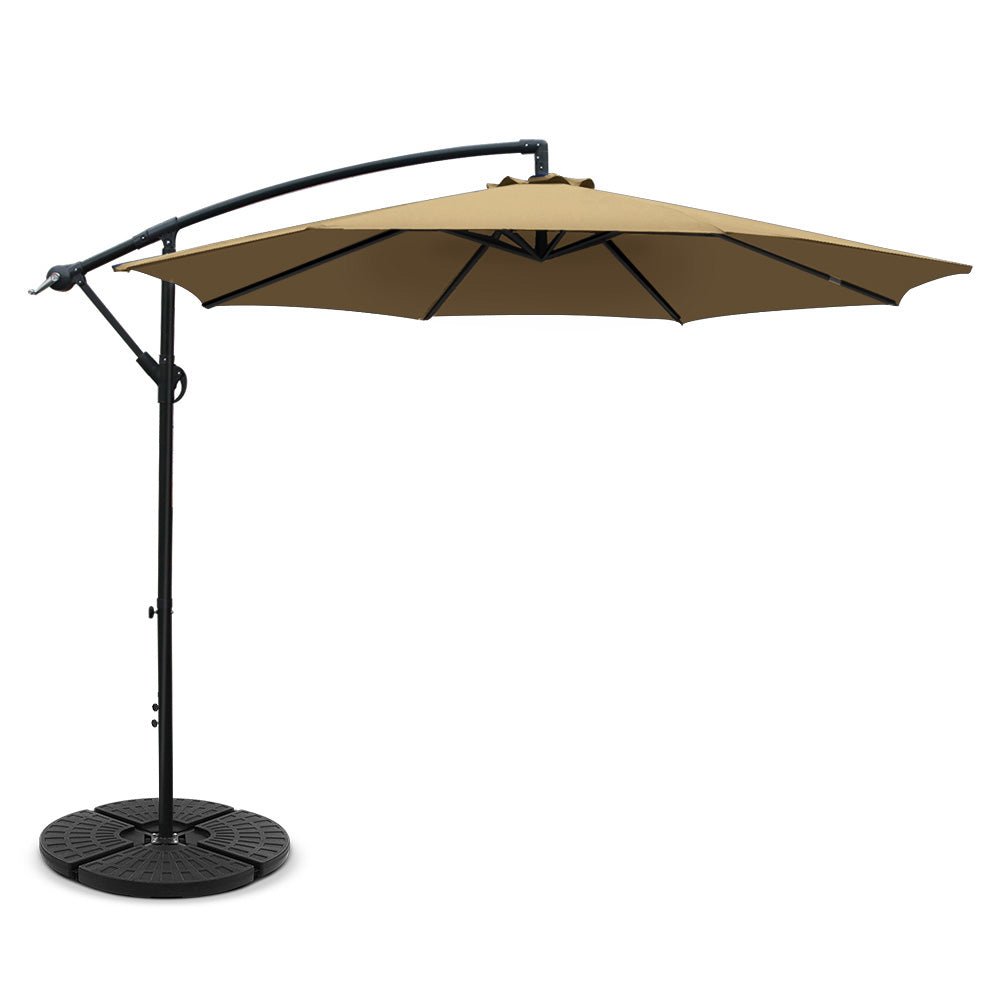 3M Umbrella with 48x48cm Base Outdoor Umbrellas Cantilever Sun Beach Garden Patio Beige - Home & Garden > Shading - Rivercity House & Home Co. (ABN 18 642 972 209) - Affordable Modern Furniture Australia