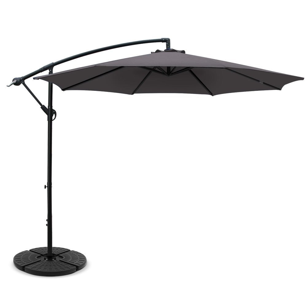 3M Umbrella with 48x48cm Base Outdoor Umbrellas Cantilever Sun Beach Garden Patio Charcoal - Home & Garden > Shading - Rivercity House & Home Co. (ABN 18 642 972 209) - Affordable Modern Furniture Australia