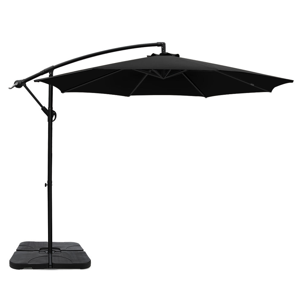 3M Umbrella with 50x50cm Base Outdoor Umbrellas Cantilever Sun Stand UV Garden Black - Home & Garden > Shading - Rivercity House & Home Co. (ABN 18 642 972 209) - Affordable Modern Furniture Australia