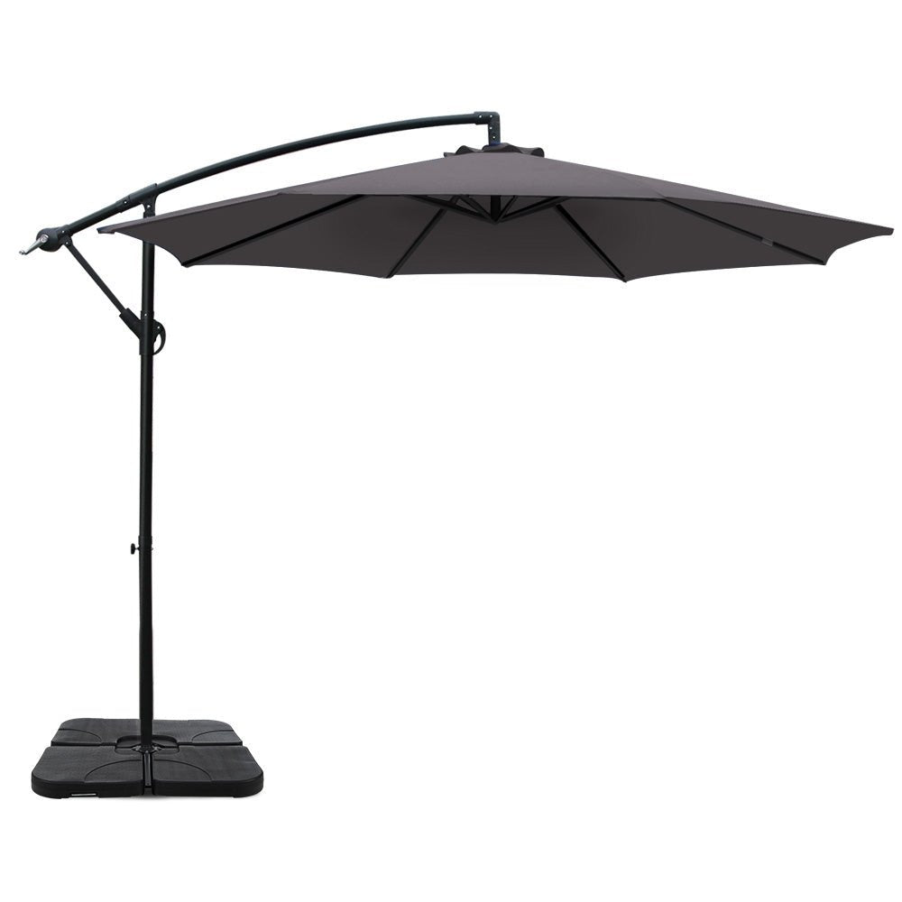 3M Umbrella with 50x50cm Base Outdoor Umbrellas Cantilever Sun Stand UV Garden Charcoal - Home & Garden > Shading - Rivercity House & Home Co. (ABN 18 642 972 209) - Affordable Modern Furniture Australia