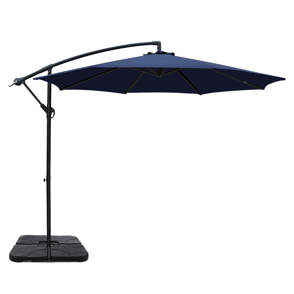 3M Umbrella with 50x50cm Base Outdoor Umbrellas Cantilever Sun Stand UV Garden Navy - Home & Garden > Shading - Rivercity House & Home Co. (ABN 18 642 972 209) - Affordable Modern Furniture Australia