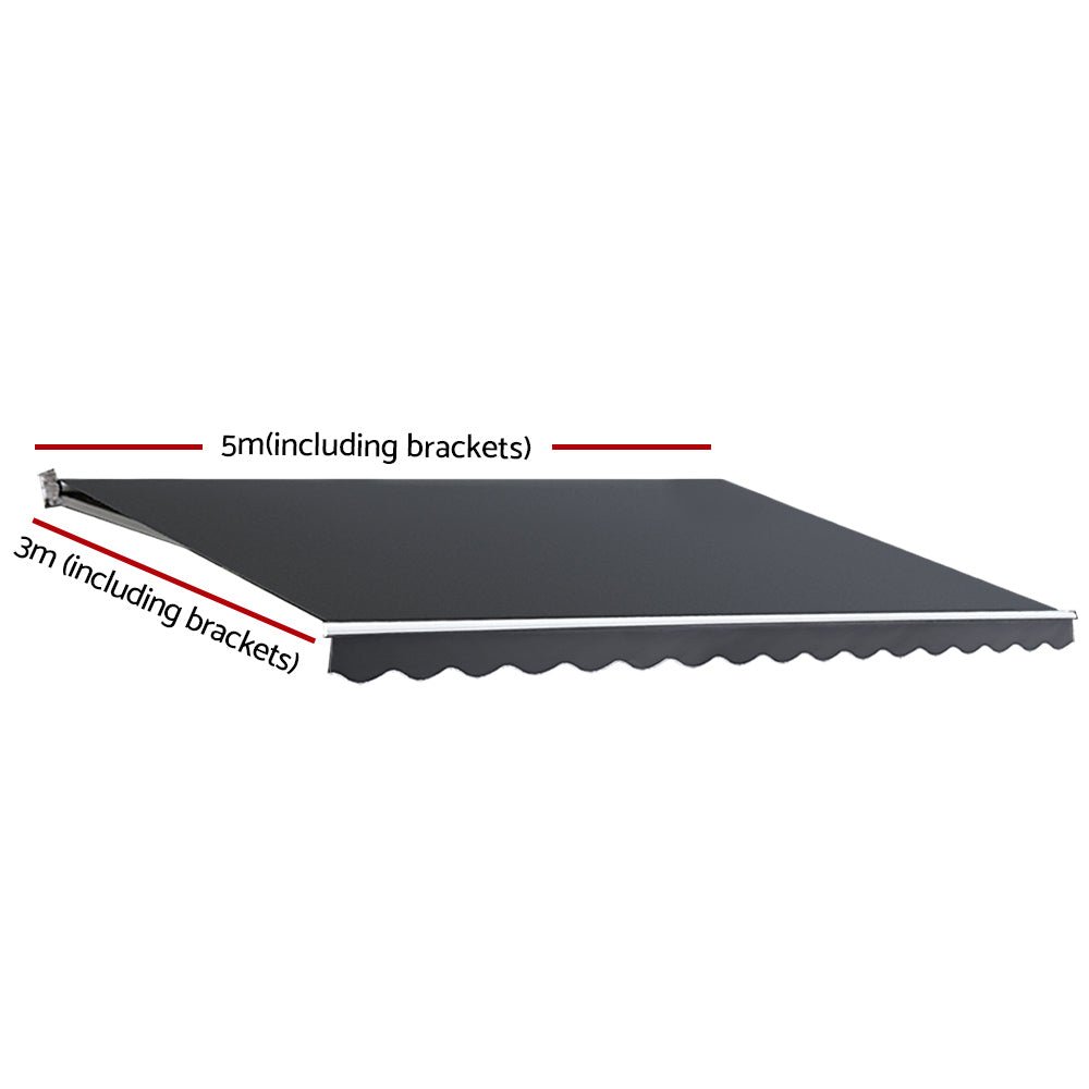 Folding Arm Awning Outdoor Awning Canopy Retractable 5Mx3M Grey - Home & Garden > Shading - Rivercity House & Home Co. (ABN 18 642 972 209) - Affordable Modern Furniture Australia
