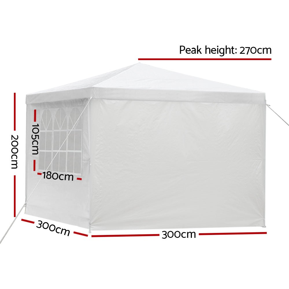 Gazebo 3x3 Outdoor Marquee Gazebos Wedding Party Camping Tent 4 Wall Panels - Home & Garden > Shading - Rivercity House & Home Co. (ABN 18 642 972 209) - Affordable Modern Furniture Australia