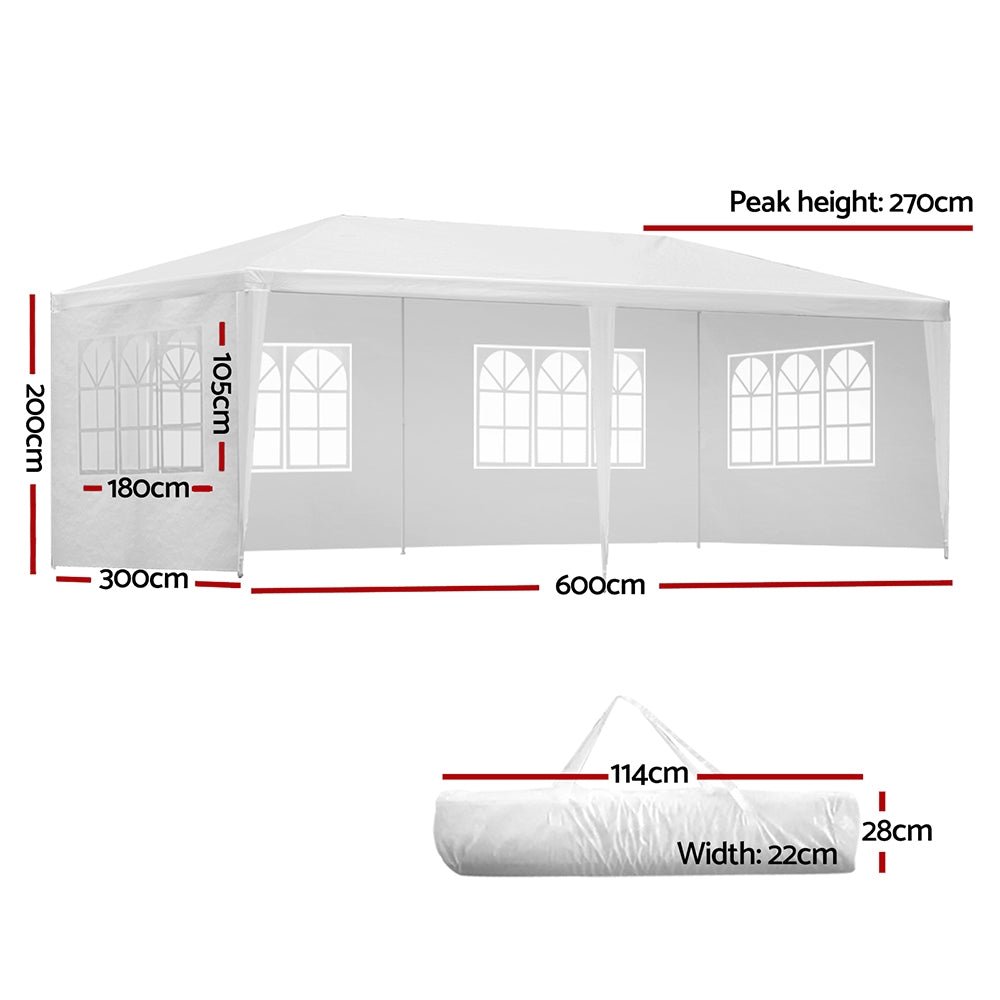 Gazebo 3x6 Outdoor Marquee Side Wall Party Wedding Tent Camping White - Home & Garden > Shading - Rivercity House & Home Co. (ABN 18 642 972 209) - Affordable Modern Furniture Australia