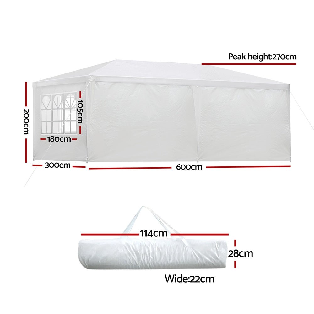 Gazebo Outdoor Marquee Wedding Gazebos Party Tent Camping White 3x6m - Home & Garden > Shading - Rivercity House & Home Co. (ABN 18 642 972 209) - Affordable Modern Furniture Australia