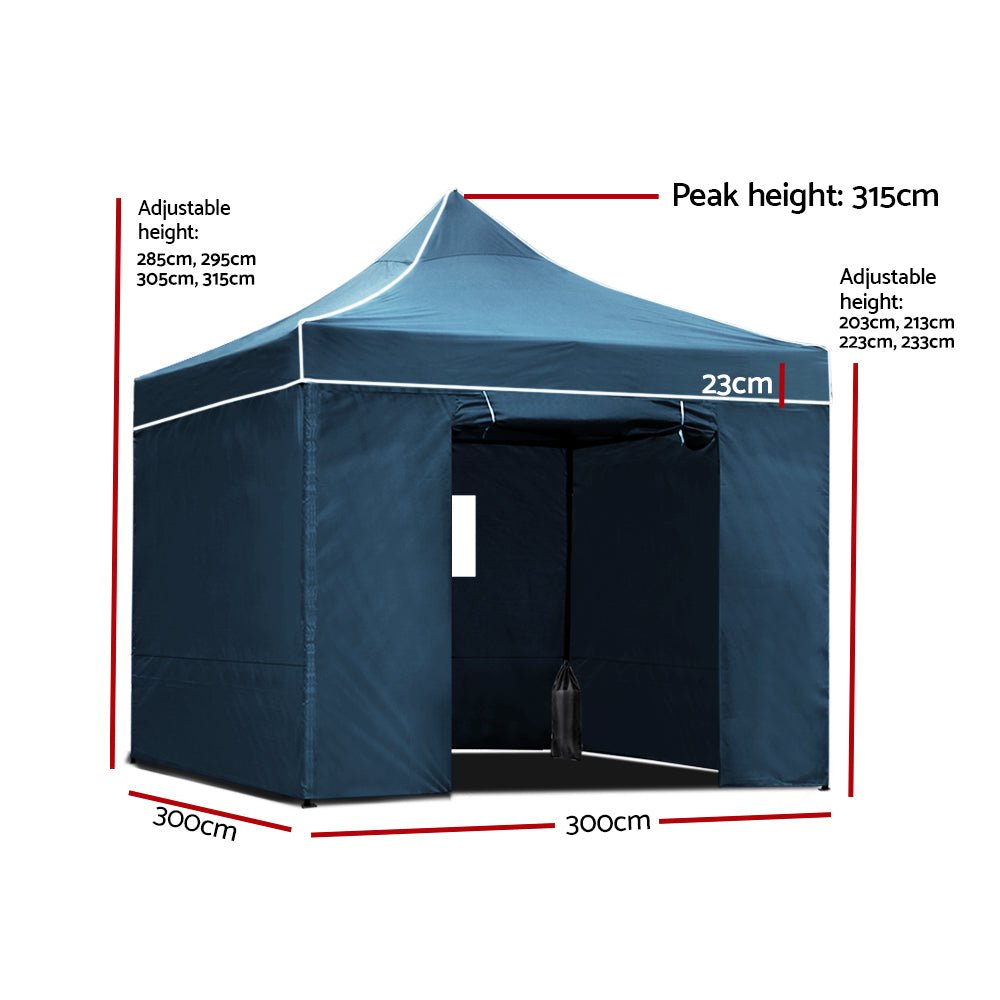 Gazebo Pop Up Marquee 3x3 Outdoor Camping Gazebos Tent Wedding Folding - Home & Garden > Shading - Rivercity House & Home Co. (ABN 18 642 972 209) - Affordable Modern Furniture Australia