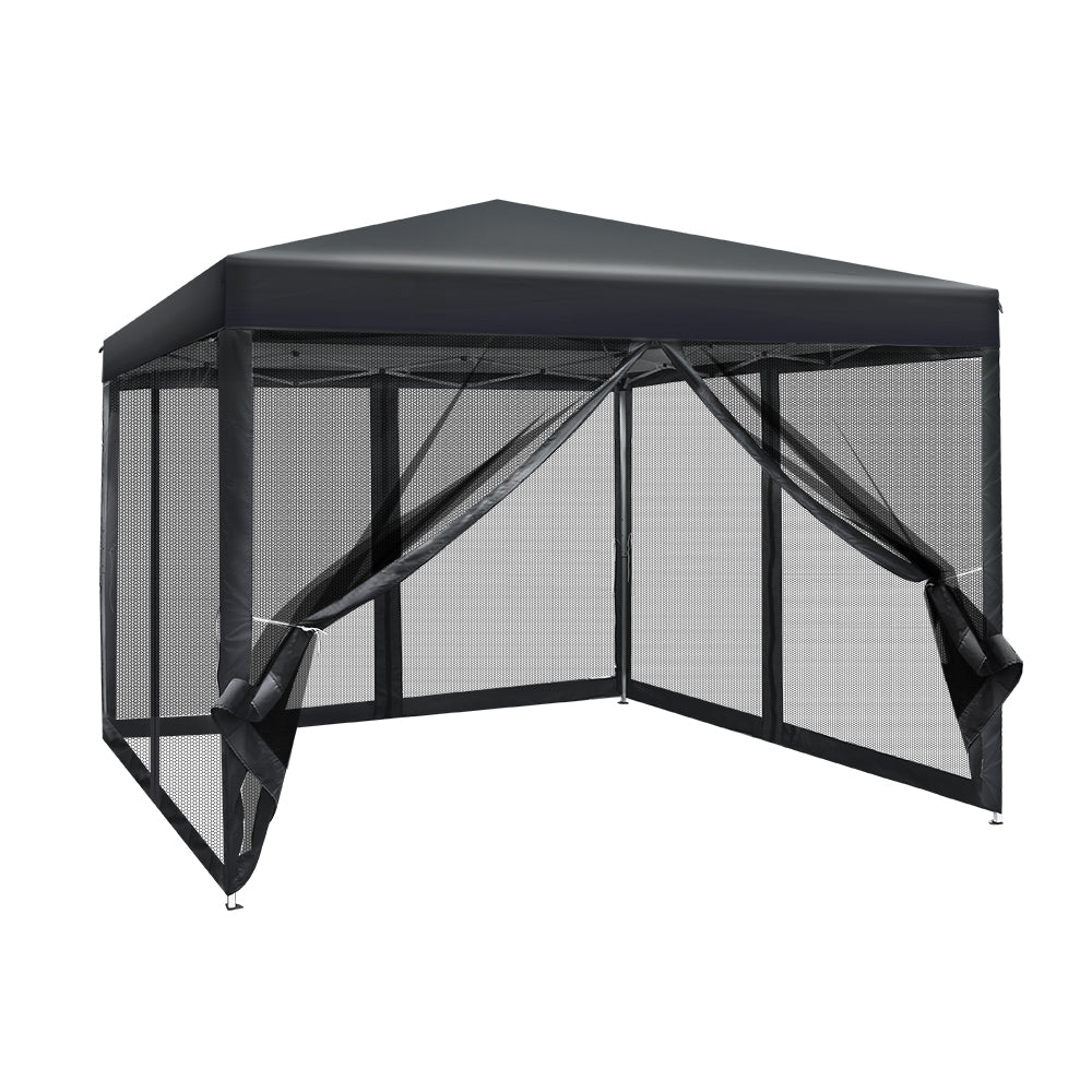 Gazebo Pop Up Marquee 3x3 Wedding Side Mesh Wall Outdoor Gazebos Black - Home & Garden > Shading - Rivercity House & Home Co. (ABN 18 642 972 209) - Affordable Modern Furniture Australia