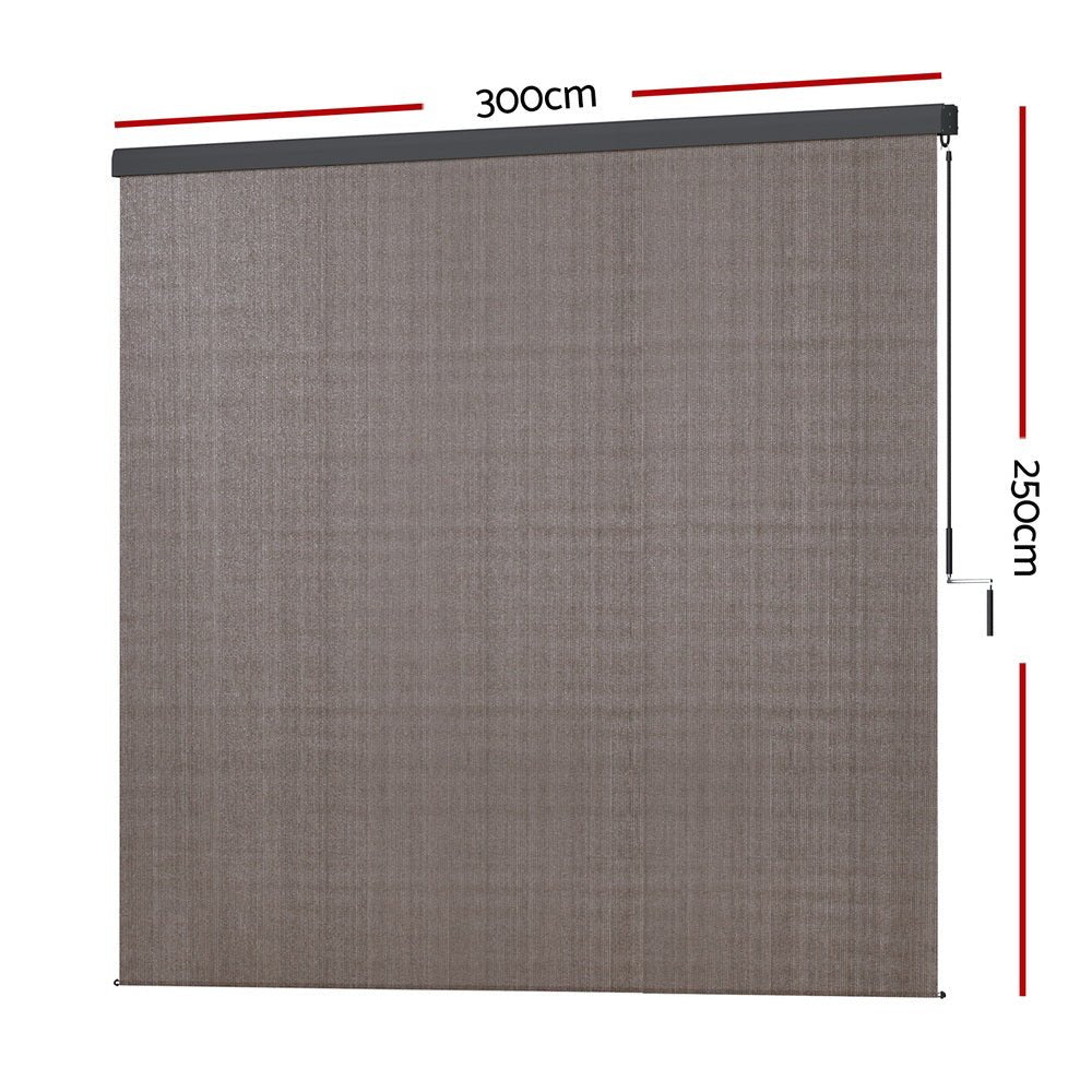 Outdoor Blinds Light Filtering Roll Down Awning Shade 3X2.5M Brown - Home & Garden > Shading - Rivercity House & Home Co. (ABN 18 642 972 209) - Affordable Modern Furniture Australia