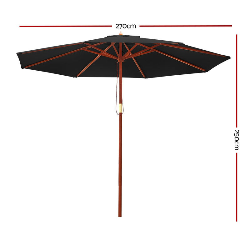 Outdoor Umbrella 2.7M Pole Cantilever Stand Garden Umbrellas Patio Black - Furniture > Outdoor - Rivercity House & Home Co. (ABN 18 642 972 209) - Affordable Modern Furniture Australia