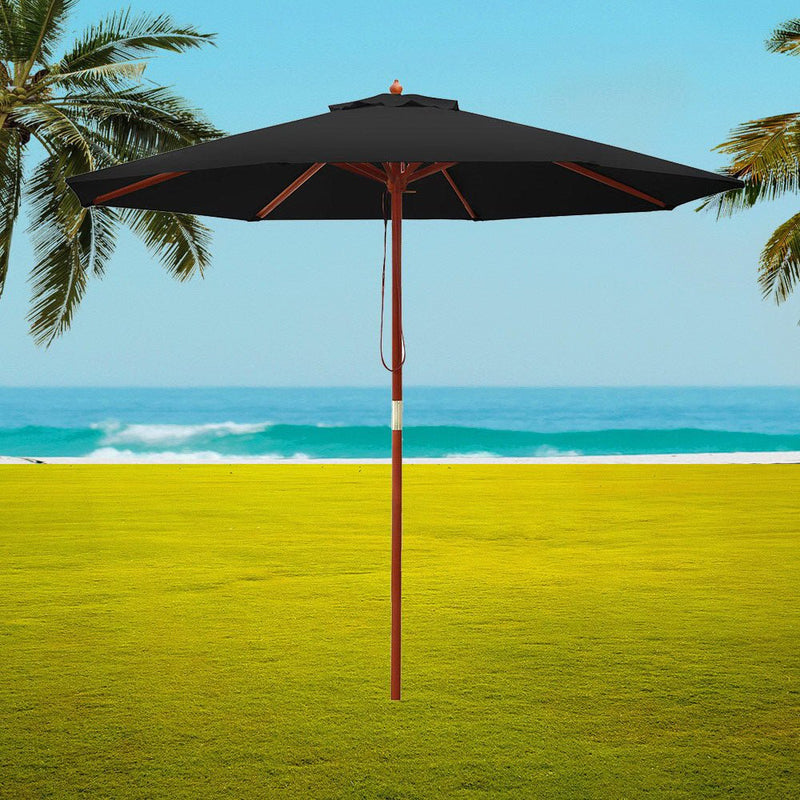 Outdoor Umbrella 2.7M Pole Cantilever Stand Garden Umbrellas Patio Black - Furniture > Outdoor - Rivercity House & Home Co. (ABN 18 642 972 209) - Affordable Modern Furniture Australia