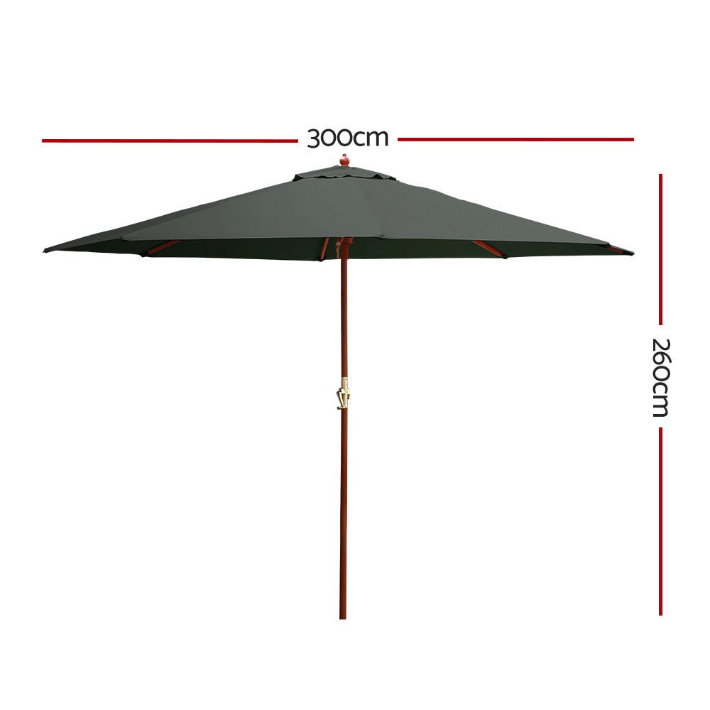 Outdoor Umbrella 3M Pole Umbrellas Stand Sun Beach Garden Deck Charcoal - Home & Garden > Shading - Rivercity House & Home Co. (ABN 18 642 972 209) - Affordable Modern Furniture Australia