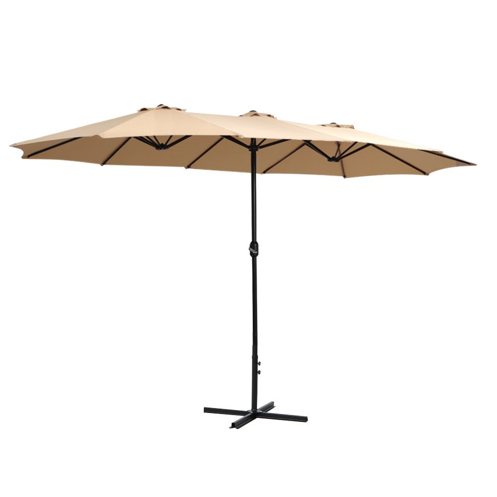 Outdoor Umbrella Twin Umbrella Beach Stand Base Garden Sun Shade 4.57m - Home & Garden > Shading - Rivercity House & Home Co. (ABN 18 642 972 209) - Affordable Modern Furniture Australia