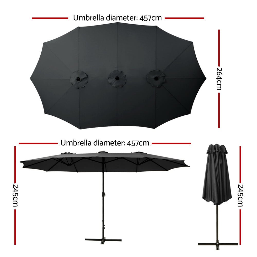 Outdoor Umbrella Twin Umbrellas Beach Garden Stand Base Sun Shade 4.57m - Home & Garden > Shading - Rivercity House & Home Co. (ABN 18 642 972 209) - Affordable Modern Furniture Australia