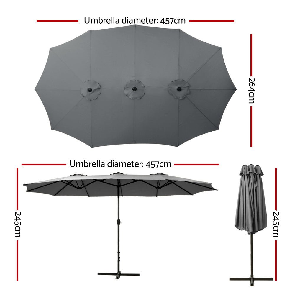 Outdoor Umbrella Twin Umbrellas Beach Stand Garden Base Sun Patio 4.57m - Home & Garden > Shading - Rivercity House & Home Co. (ABN 18 642 972 209) - Affordable Modern Furniture Australia