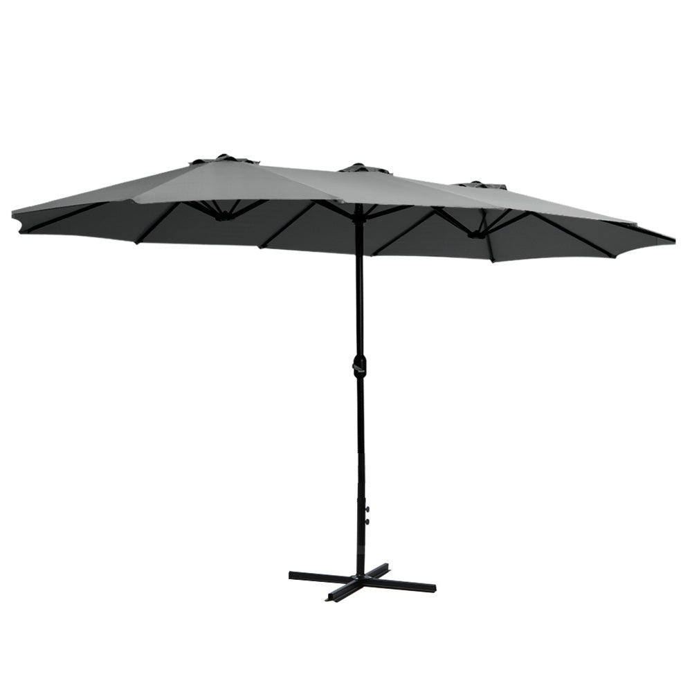 Outdoor Umbrella Twin Umbrellas Beach Stand Garden Base Sun Patio 4.57m - Home & Garden > Shading - Rivercity House & Home Co. (ABN 18 642 972 209) - Affordable Modern Furniture Australia