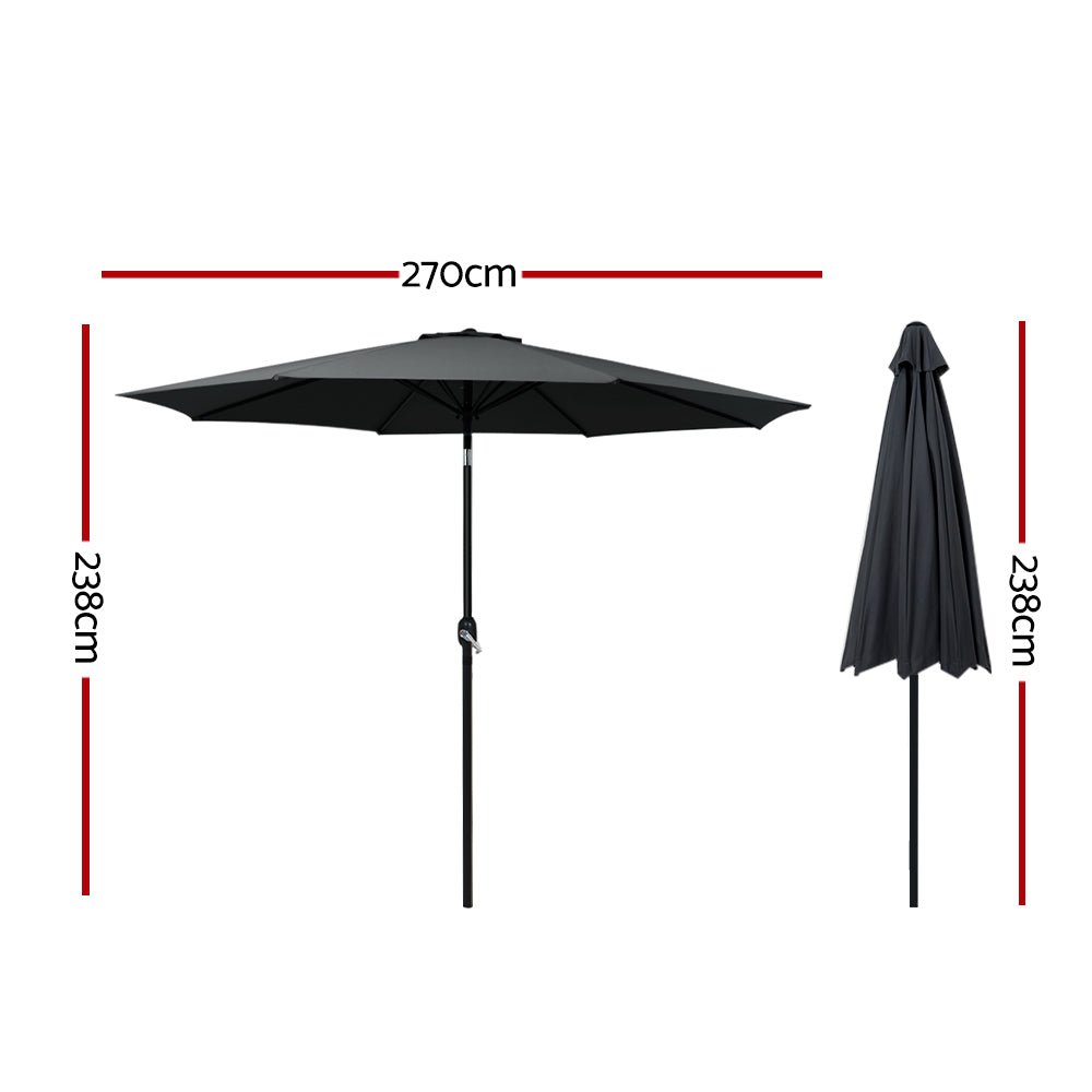 Outdoor Umbrella Umbrellas Beach Garden Tilt Sun Patio Deck Pole 2.7m - Home & Garden > Shading - Rivercity House & Home Co. (ABN 18 642 972 209) - Affordable Modern Furniture Australia