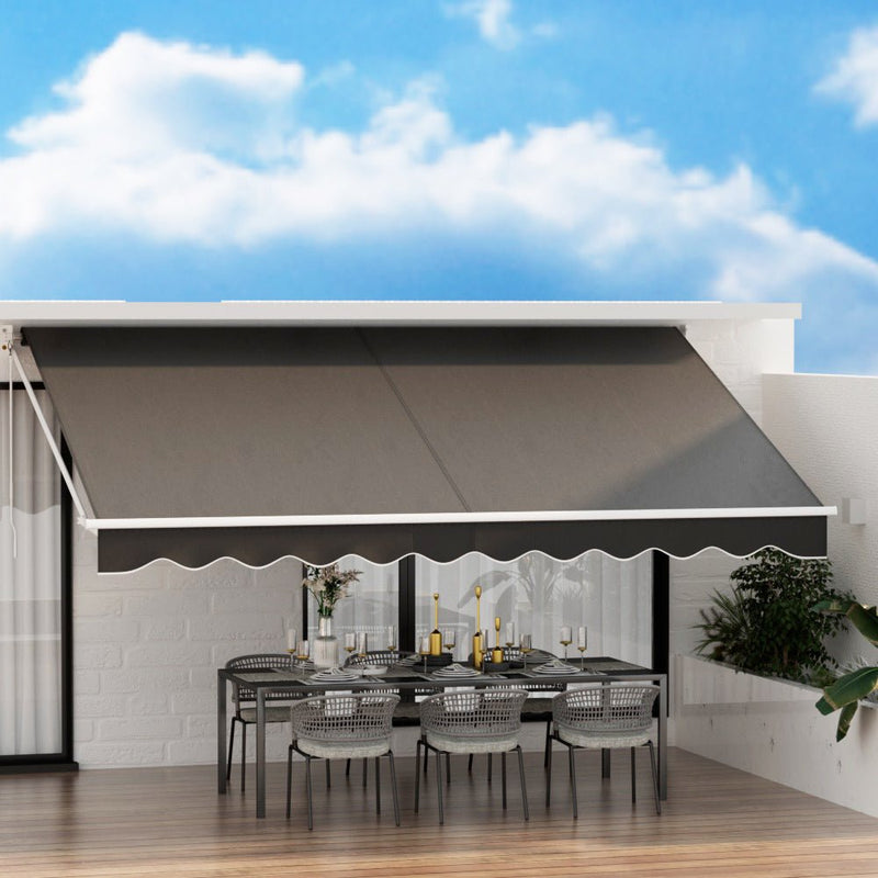 Retractable Folding Arm Awning Motorised Sunshade 4.5Mx2.5M Grey - Home & Garden > Shading - Rivercity House & Home Co. (ABN 18 642 972 209) - Affordable Modern Furniture Australia