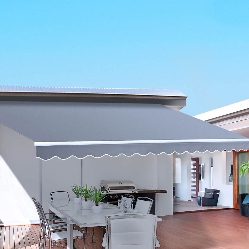 Retractable Folding Arm Awning Motorised Sunshade 4Mx3M Pearl Grey - Home & Garden > Shading - Rivercity House & Home Co. (ABN 18 642 972 209) - Affordable Modern Furniture Australia