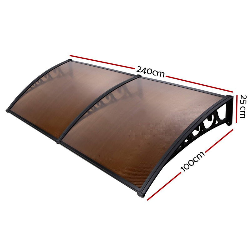 Window Door Awning Outdoor Canopy SunShield Patio 1mx2.4m DIY Brown - Home & Garden > Shading - Rivercity House & Home Co. (ABN 18 642 972 209) - Affordable Modern Furniture Australia