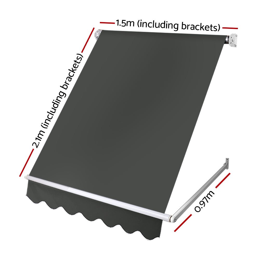 Window Fixed Pivot Arm Awning Outdoor Blinds Retractable Canopy1.5X2.1M - Home & Garden > Shading - Rivercity House & Home Co. (ABN 18 642 972 209) - Affordable Modern Furniture Australia