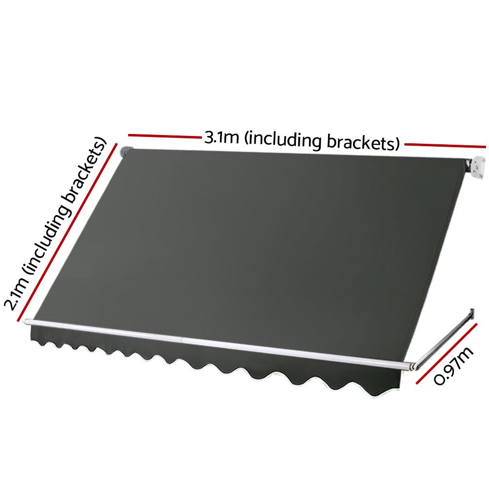 Window Fixed Pivot Arm Awning Outdoor Blinds Retractable Canopy3.1X2.1M - Home & Garden > Shading - Rivercity House & Home Co. (ABN 18 642 972 209) - Affordable Modern Furniture Australia