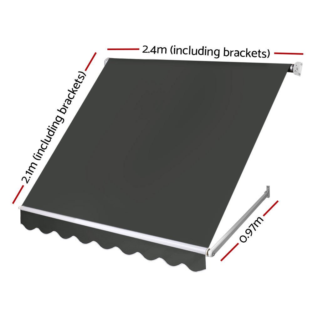 Window Fixed Pivot Arm Awning Outdoor Blinds Retractable Patio 2.4X2.1M - Home & Garden > Shading - Rivercity House & Home Co. (ABN 18 642 972 209) - Affordable Modern Furniture Australia