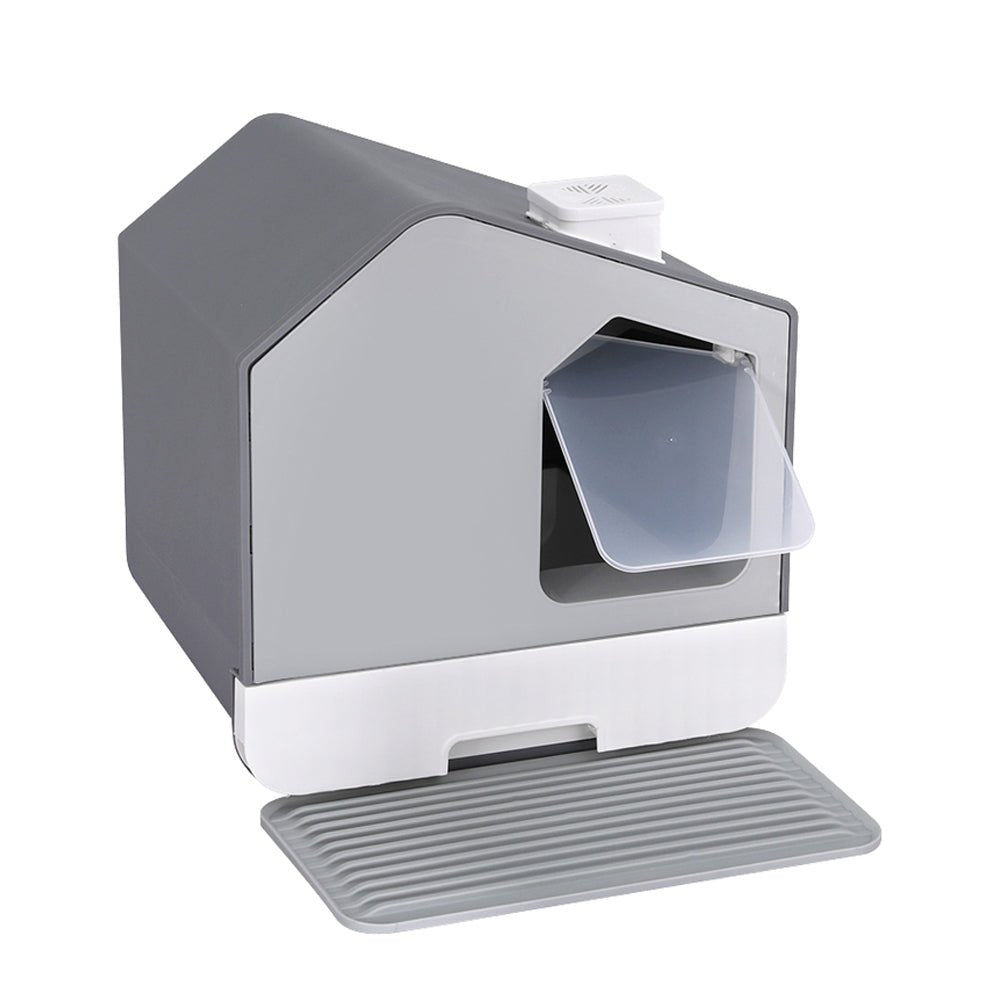 Premium Enclosed Cat Litter Box Set: Spacious Tray with Hooded House, Scoop, and Grey Mat - Pet Care > Cat Supplies - Rivercity House & Home Co. (ABN 18 642 972 209) - Affordable Modern Furniture Australia