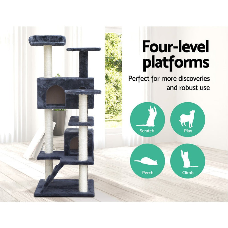 Cat Tree 134cm Trees Scratching Post Scratcher Tower Condo House Furniture Wood Grey - Pet Care > Cat Supplies - Rivercity House & Home Co. (ABN 18 642 972 209) - Affordable Modern Furniture Australia