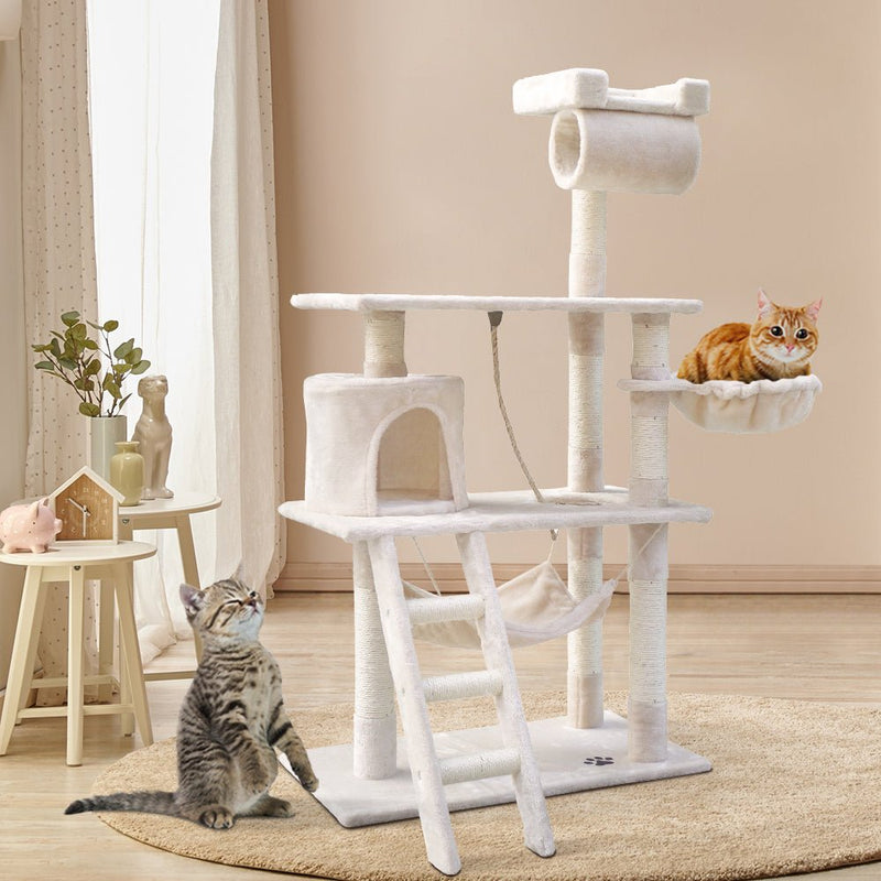 Cat Tree 141cm Trees Scratching Post Scratcher Tower Condo House Furniture Wood Beige - Pet Care > Cat Supplies - Rivercity House & Home Co. (ABN 18 642 972 209) - Affordable Modern Furniture Australia