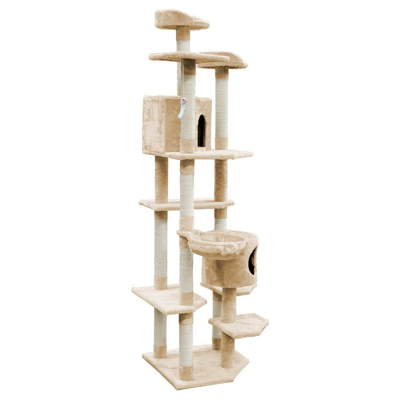 Cat Tree 203cm Trees Scratching Post Scratcher Tower Condo House Furniture Wood Beige - Pet Care > Cat Supplies - Rivercity House & Home Co. (ABN 18 642 972 209) - Affordable Modern Furniture Australia